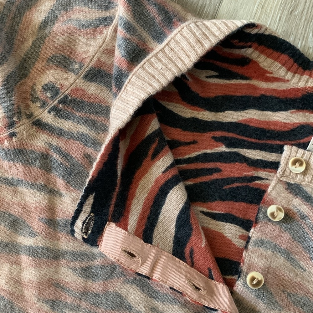 NWOT FREE PEOPLE Cashmere Nocturnal Cardi Tiger Print - Picture 9 of 11